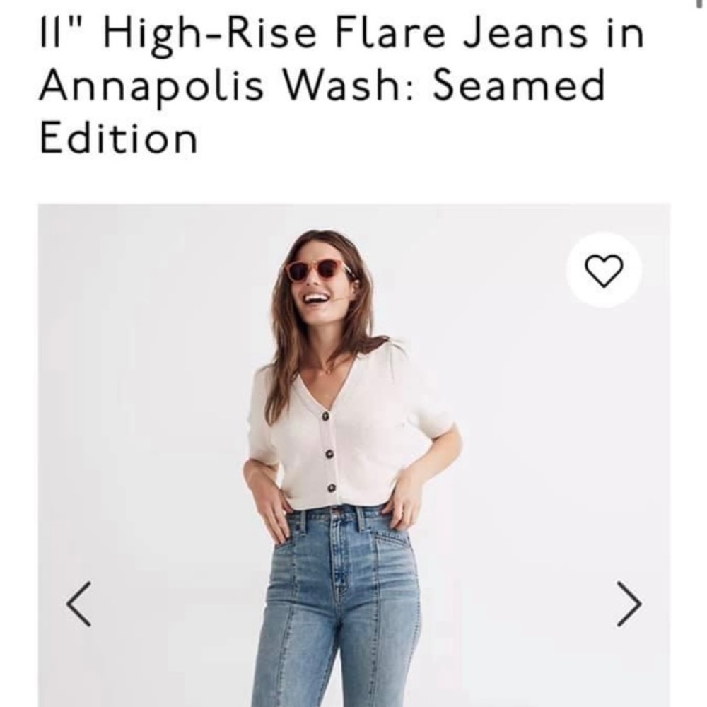 11” high rise flare jeans.  Madewell
